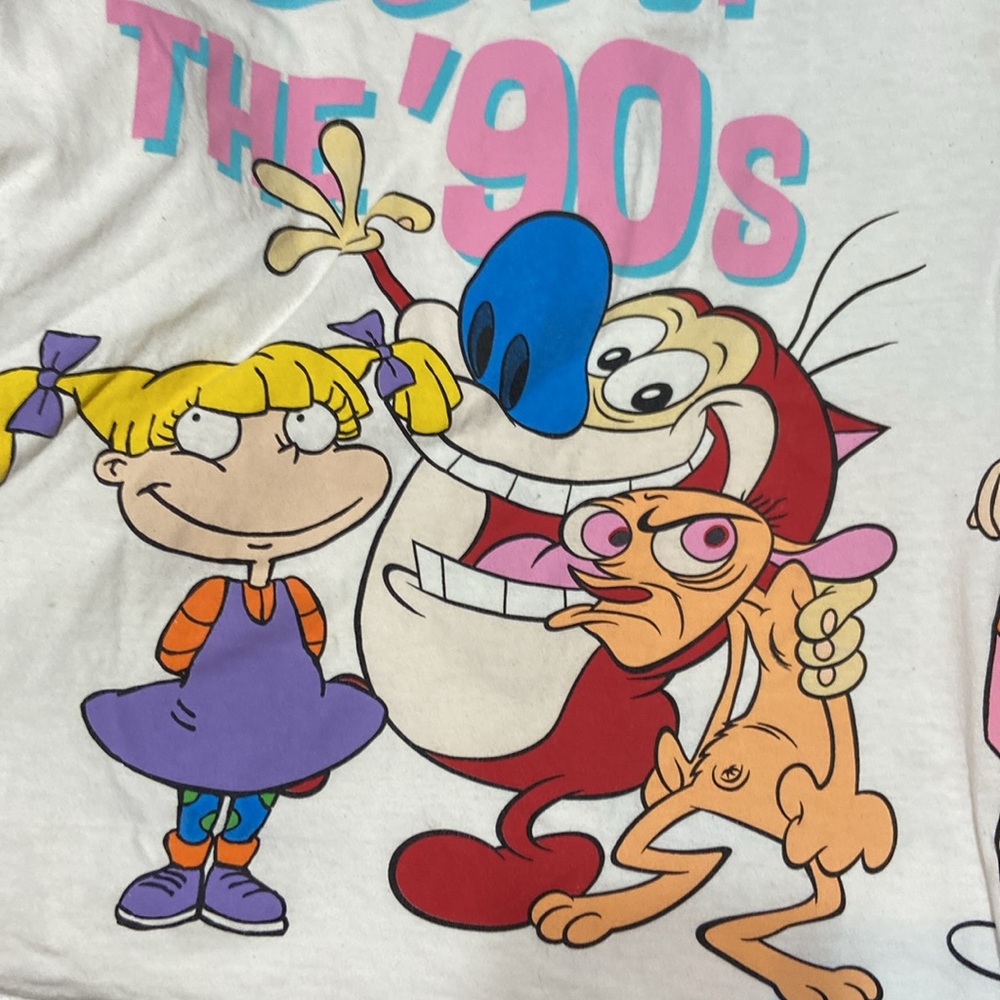 Vintage White T-Shirt Nickelodeon XL Short Sleeves w/Cartoon Characters - Picture 11 of 14